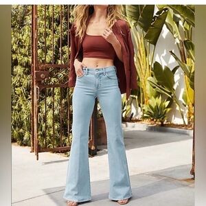 Express Light Blue High-Rise Flare Jeans - Wide Leg Denim